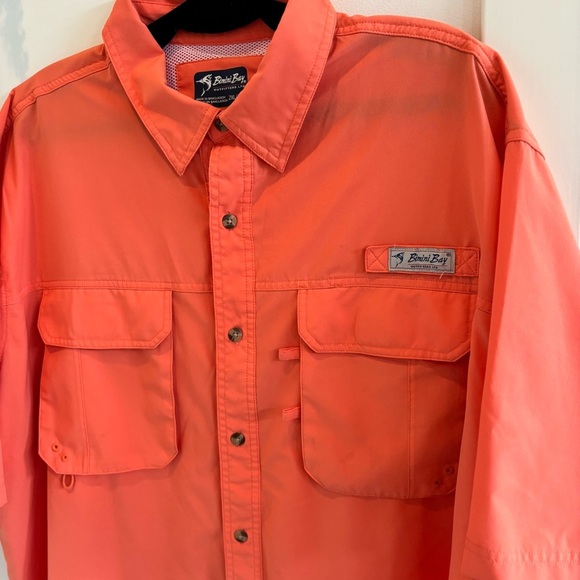 Bimini Bay Men's Fishing Boating Short Sleeve Button Down Orange Shirt Size 2XL - Picture 5 of 7